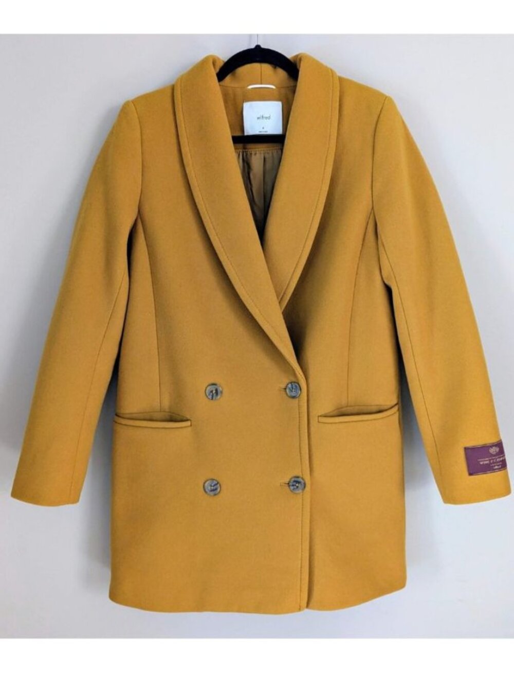 Aritzia WILFRED Wool Cashmere Blend Coat Women's Mustard Size M